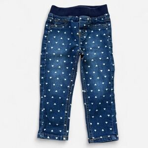 Cat & Jack toddler girls white heart print blue denim jeggings